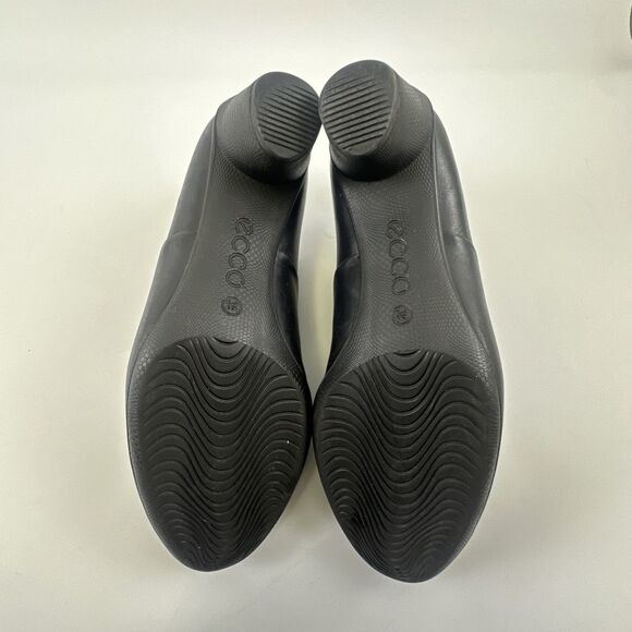 Ecco Oxford Heel Pump Shootie Black Leather Lace Up Low Womens Size 39 US 8-8.5 - Picture 13 of 14
